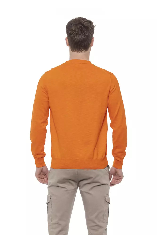 Orange Cotton Men Sweater