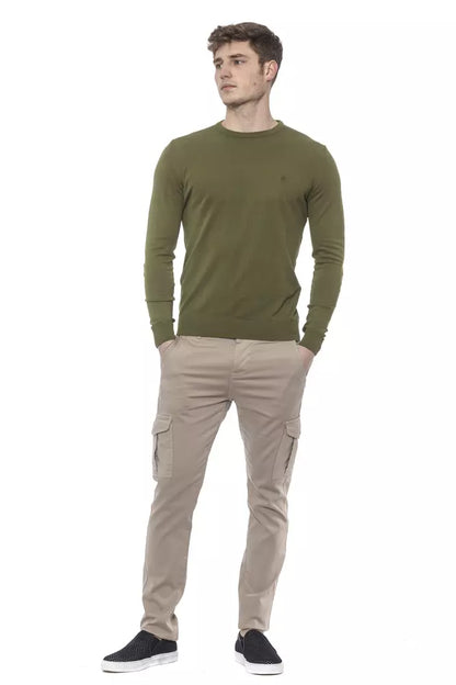 Green Cotton Men Sweater