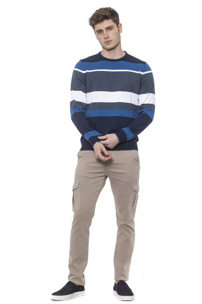 Blue Cotton Men Sweater