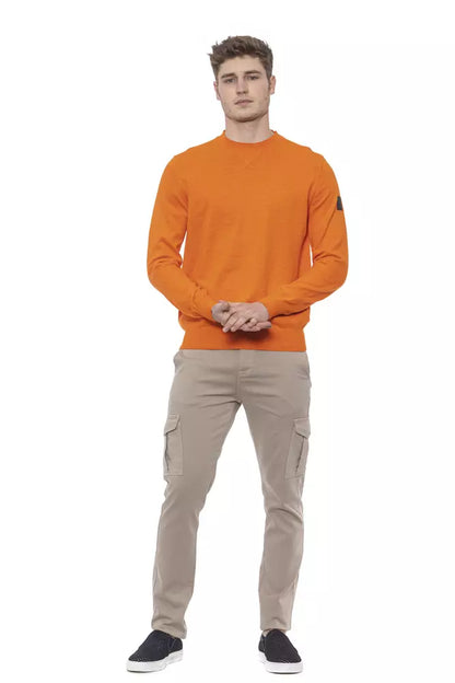 Orange Cotton Men Sweater