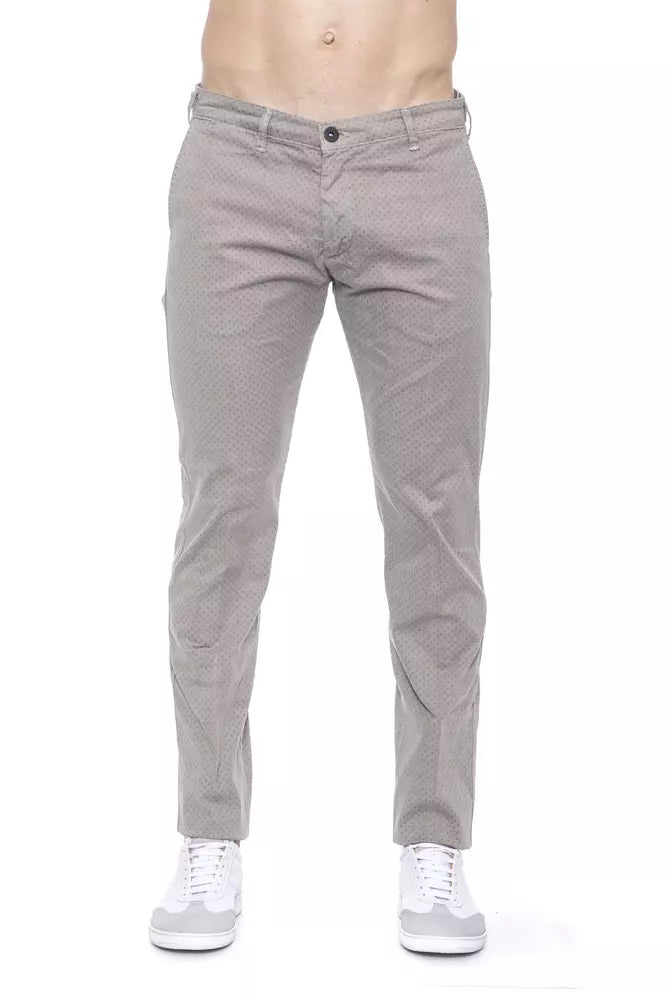 Beige Cotton Men Trouser