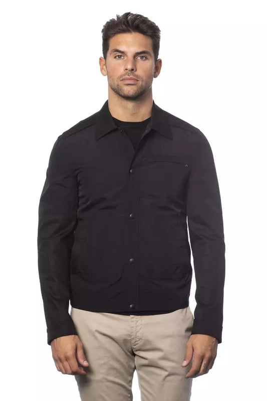 Black Cotton Men Jacket