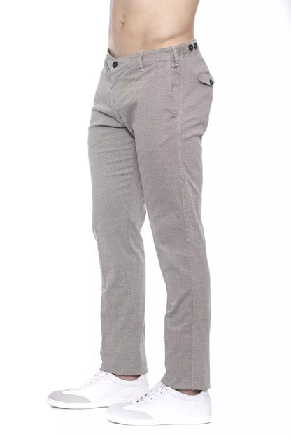 Beige Cotton Men Trouser