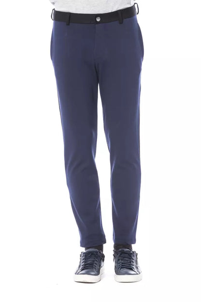 Blue Viscose Men Pants