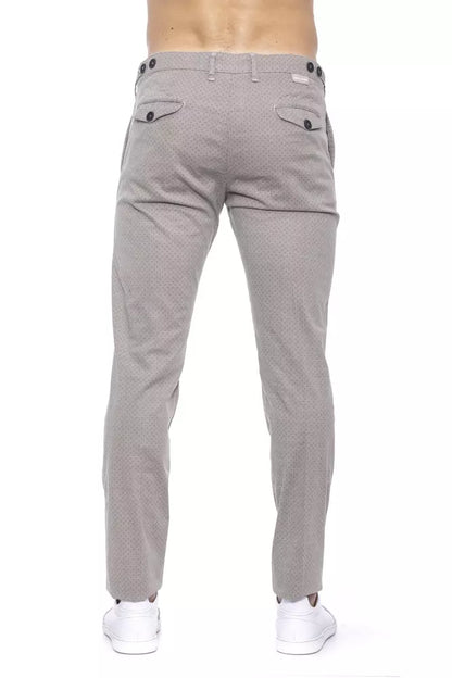 Beige Cotton Men Trouser