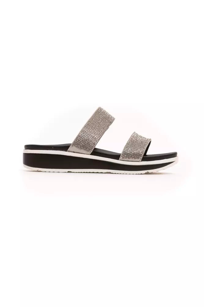 Silver Textile Women Sandal