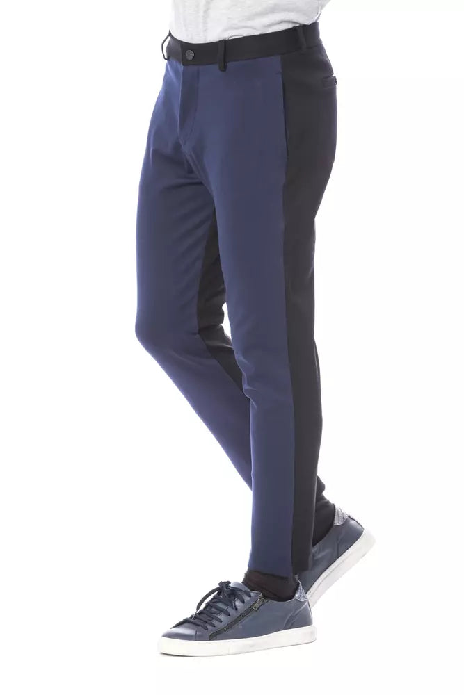 Blue Viscose Men Pants