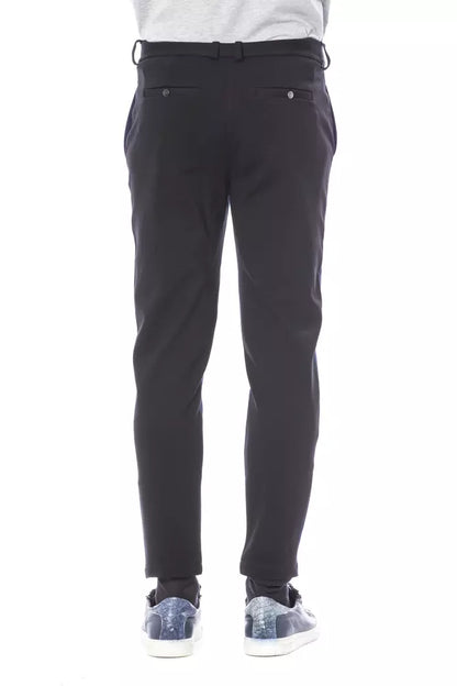 Blue Viscose Men Pants