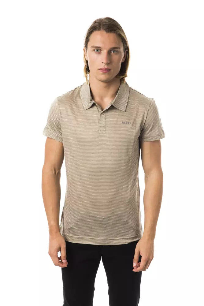 Gray Cotton Men Polo Shirt