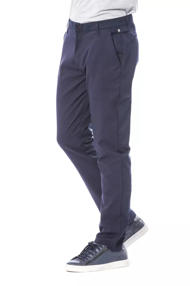 Blue Polyester Men's Pant