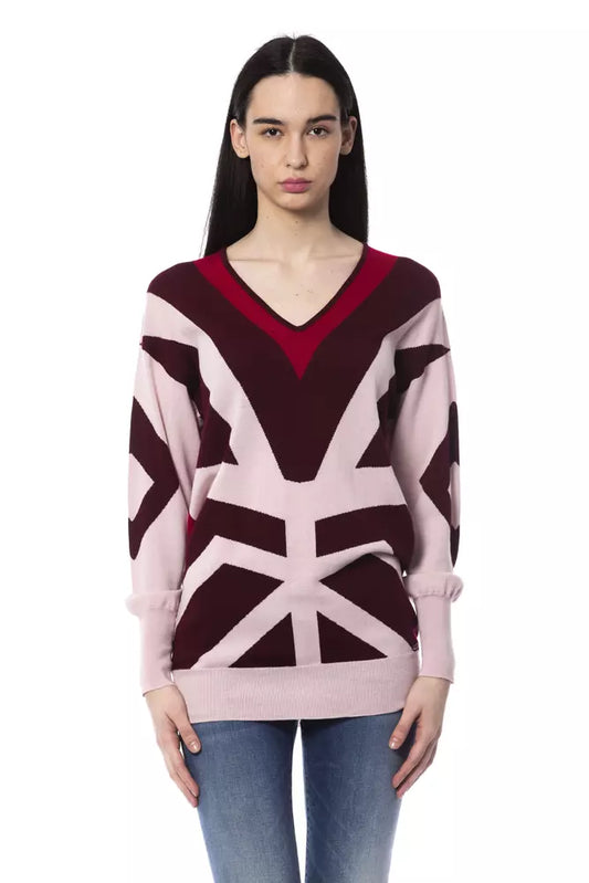 Burgundy Oversized Wool V-Neck Sweater