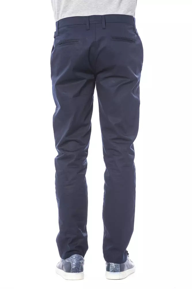 Blue Polyester Men's Pant