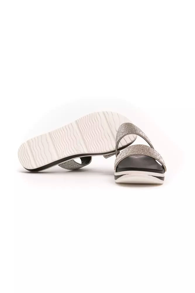 Silver Textile Women Sandal