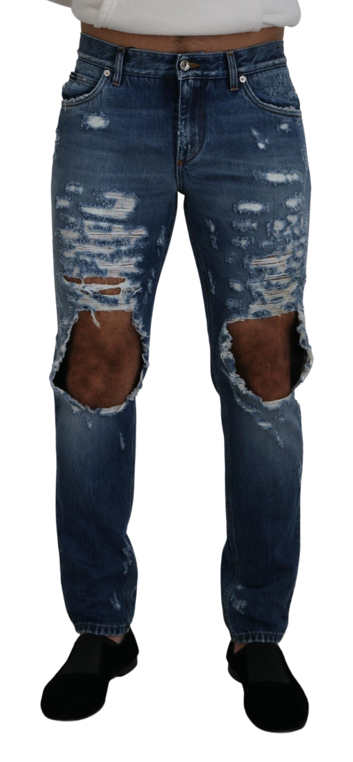 Chic Tattered Denim Pants for the Modern Man