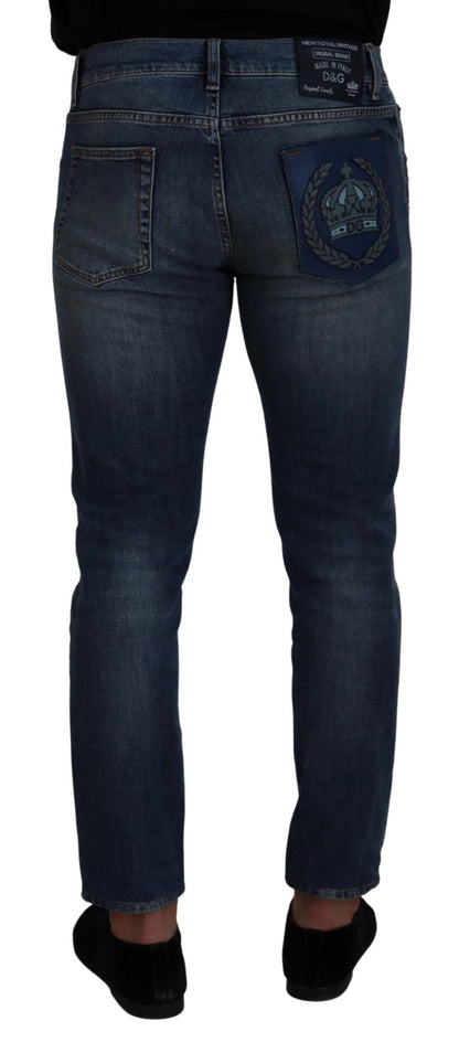 Elegant Slim-Fit Denim Pants in Blue Washed