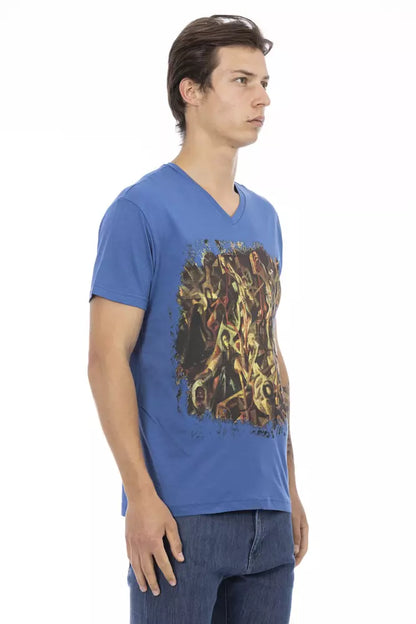 Blue Cotton Men T-Shirt