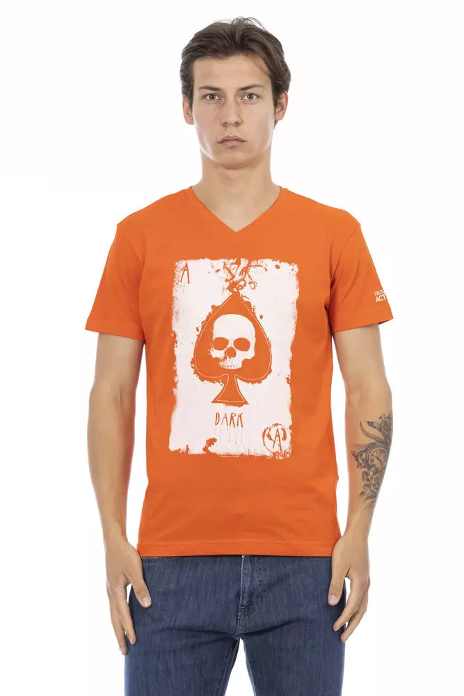 Orange Cotton Men T-Shirt