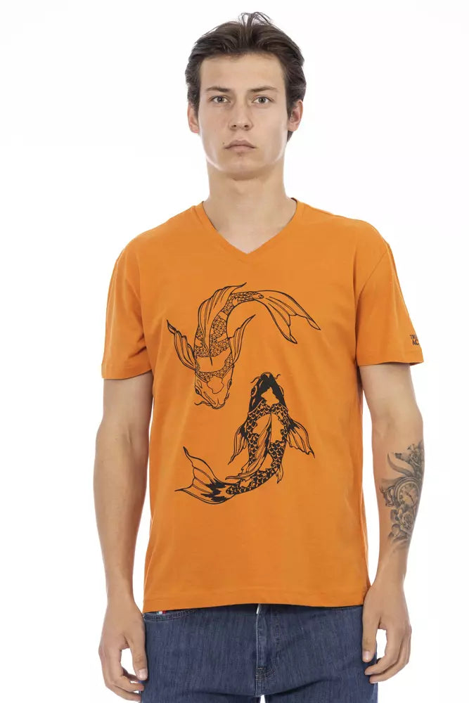 Orange Cotton Men T-Shirt