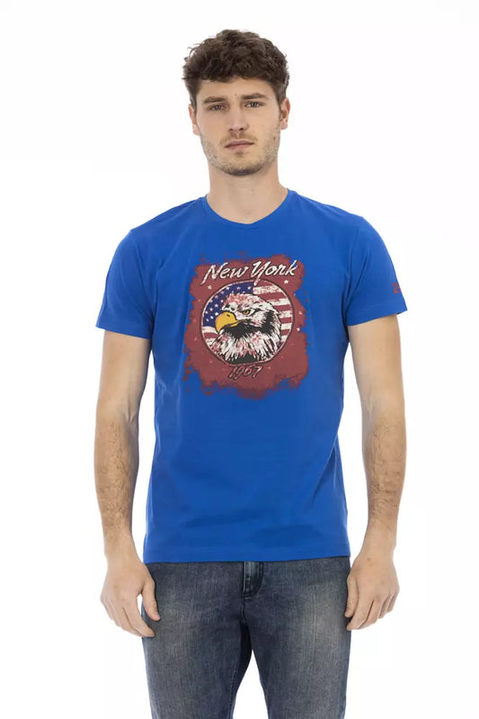 Blue Cotton Men T-Shirt