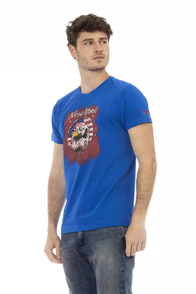 Blue Cotton Men T-Shirt