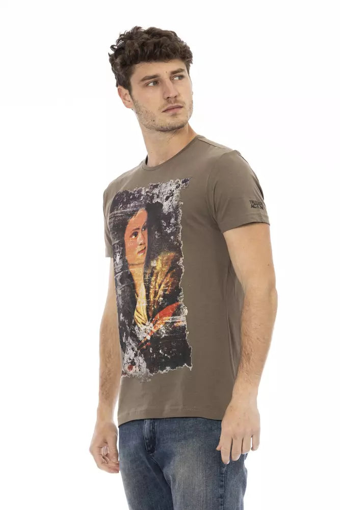 Brown Cotton Men T-Shirt