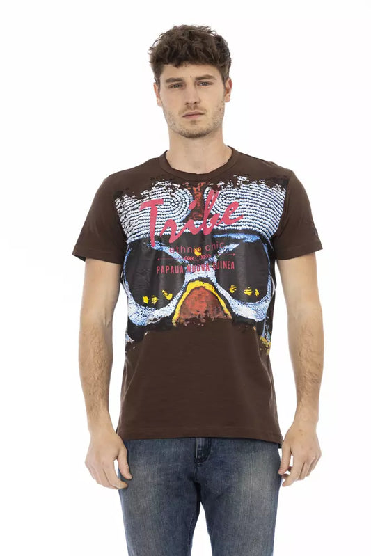 Brown Cotton Men T-Shirt