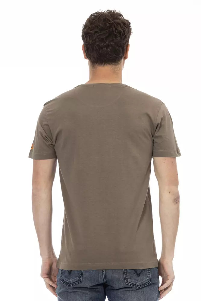 Brown Cotton Men T-Shirt