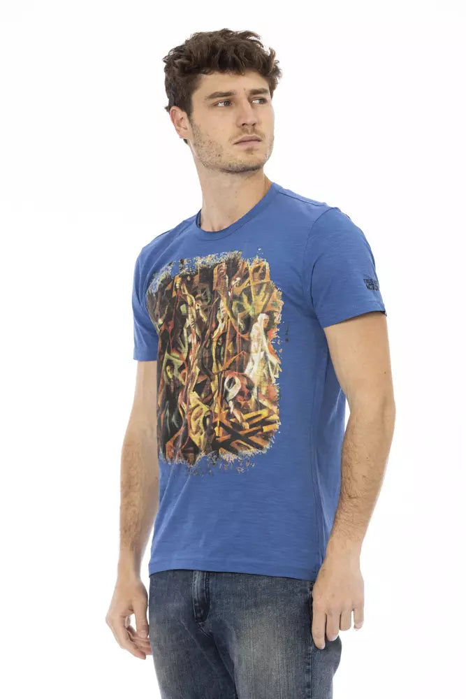 Blue Cotton Men T-Shirt