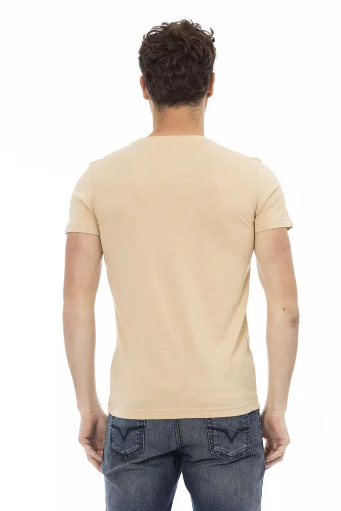 Beige Cotton Men T-Shirt