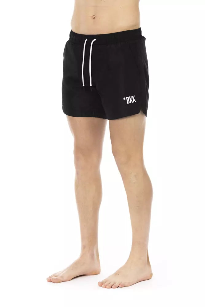 Black Polyester Men Swim Short