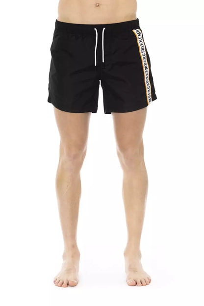 Black Polyamide Men Swim Short