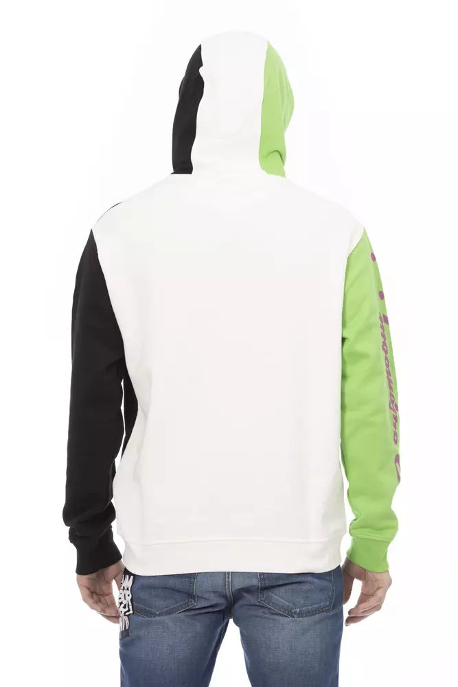 White Cotton Men Hooded Sweater