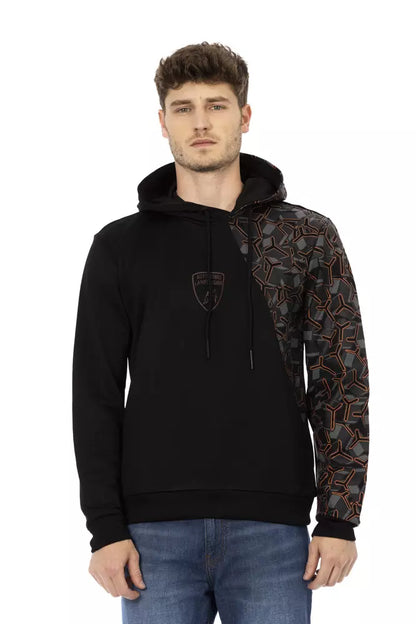 Black Cotton Men's Hooded Sweatshirt