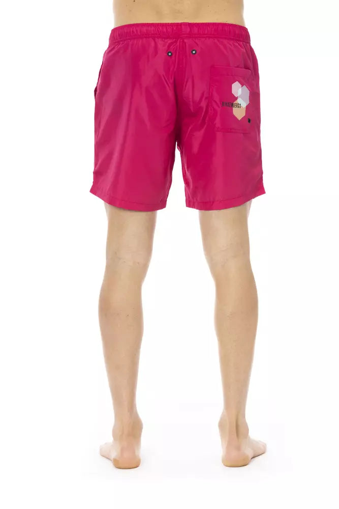 Fuchsia Polyester Men Swim Short