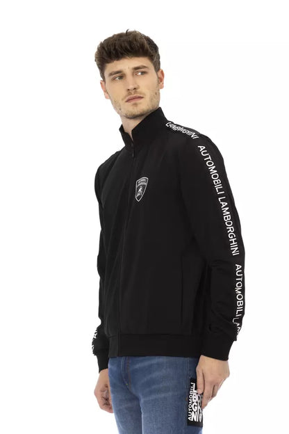 Black Polyester Men Sweatshirt