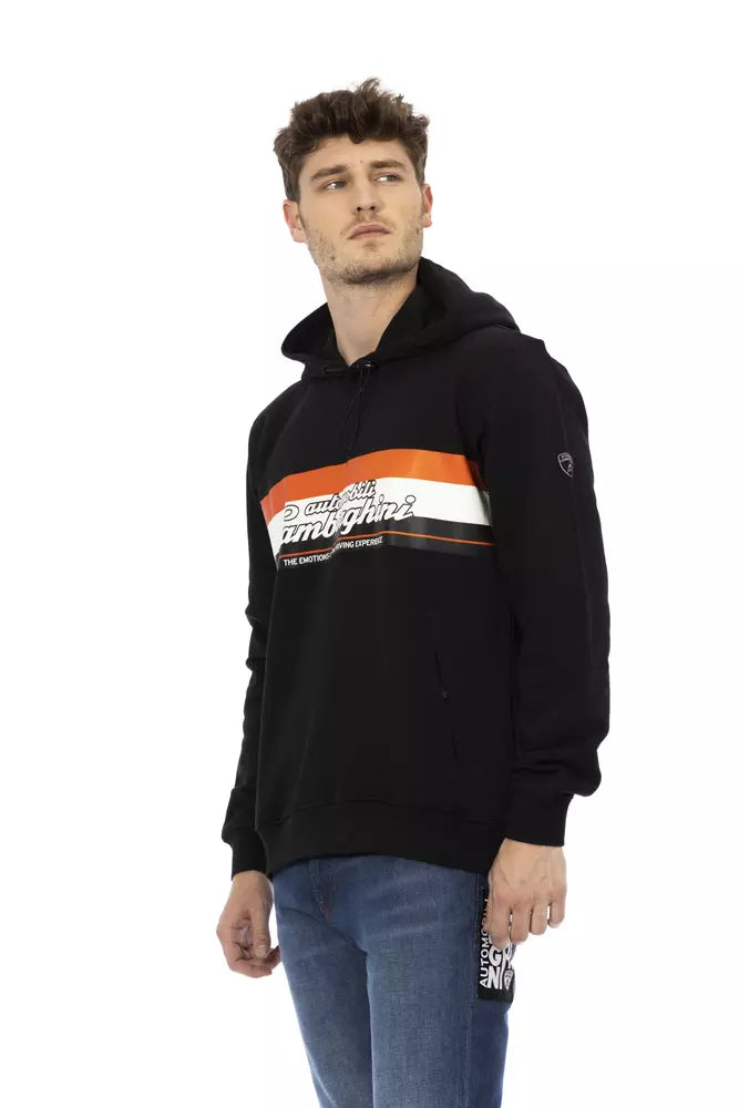 Black Cotton Men Hoodie