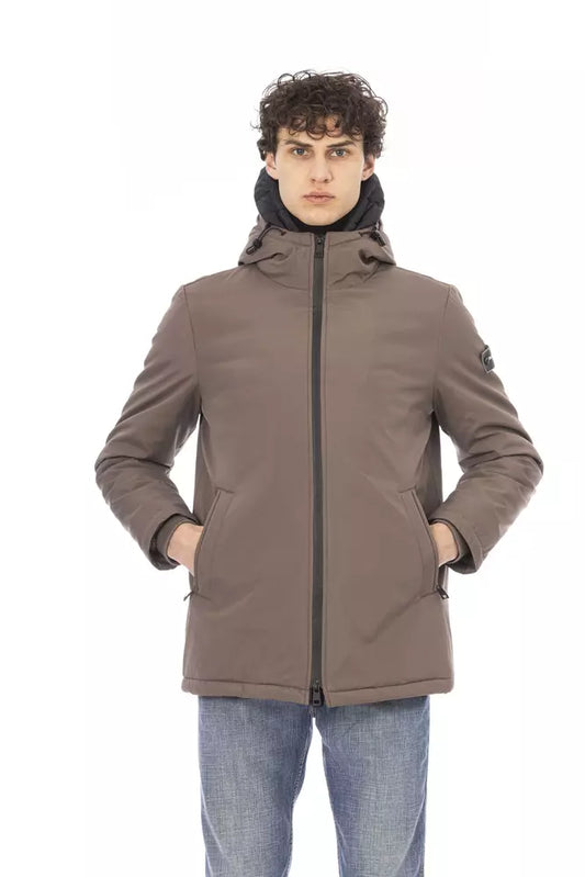 Beige Polyester Men Jacket