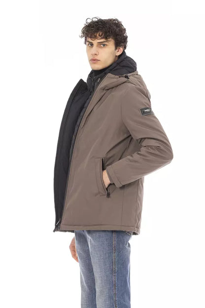 Beige Polyester Men Jacket