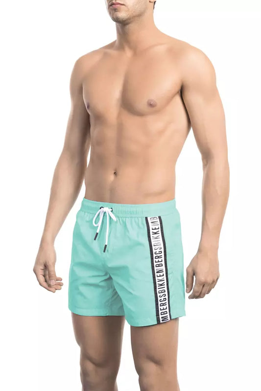 Light Blue Polyamide Men Swim Short