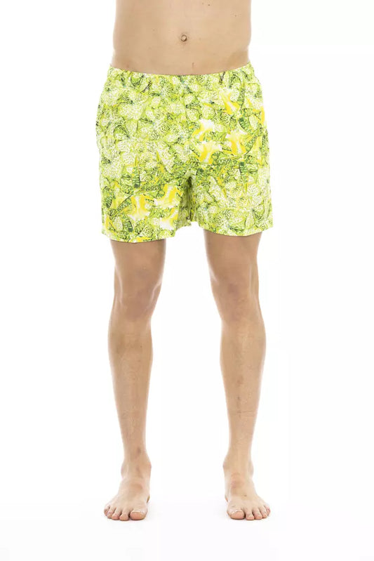 Green Polyester Men Swimwear