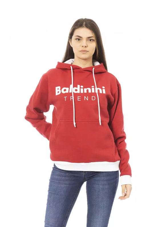 Red Cotton Women Hoodie