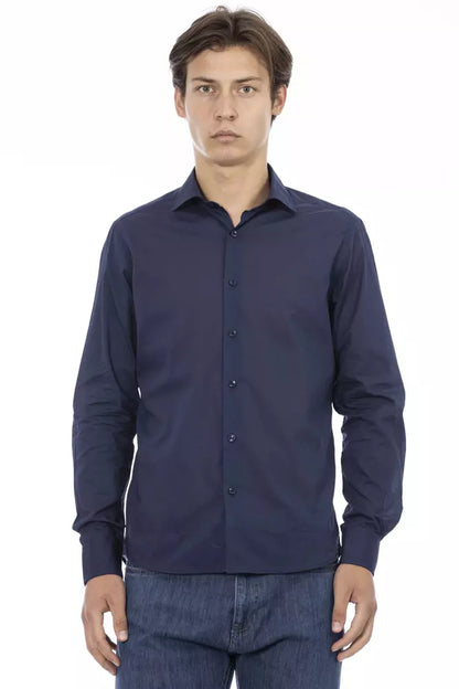 Blue Cotton Men Shirt