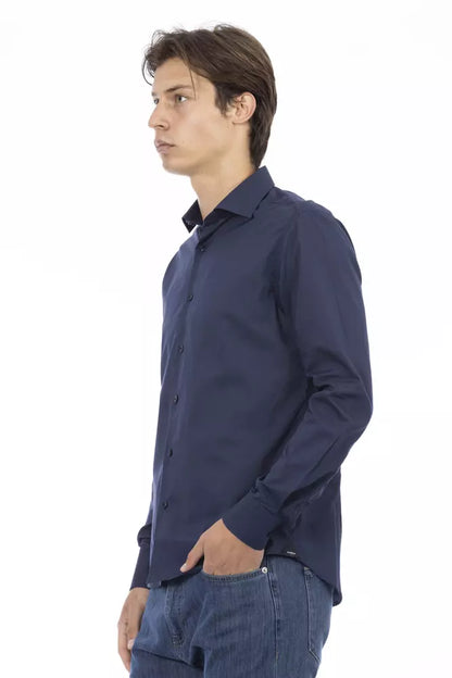 Blue Cotton Men Shirt