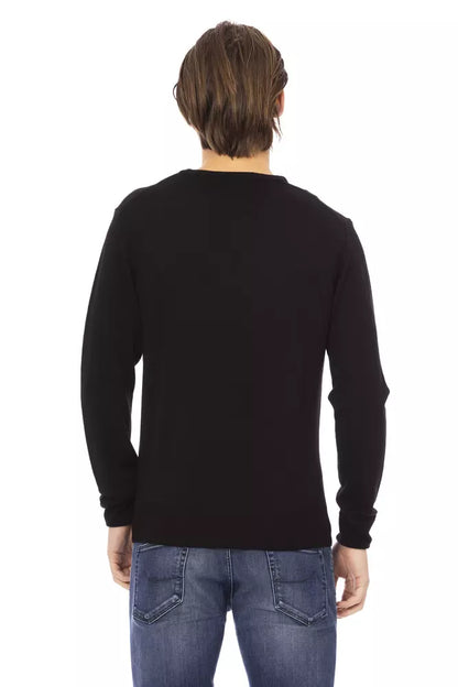 Black Fabric Men Sweater