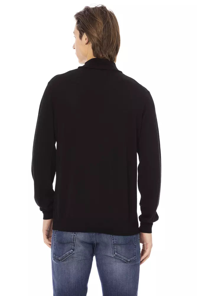 Black Fabric Men Sweater