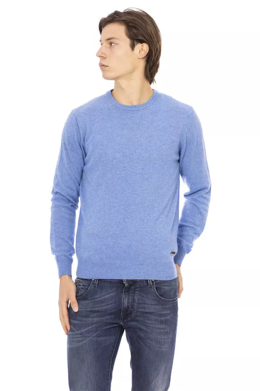 Light Blue Wool Men Sweater