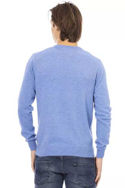 Light Blue Wool Men Sweater