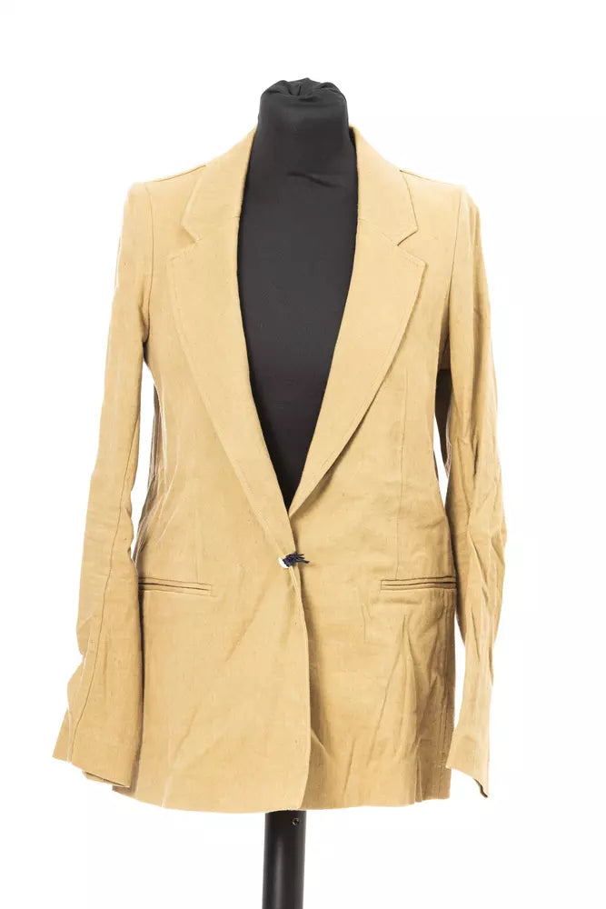 Beige Cotton Women Blazer