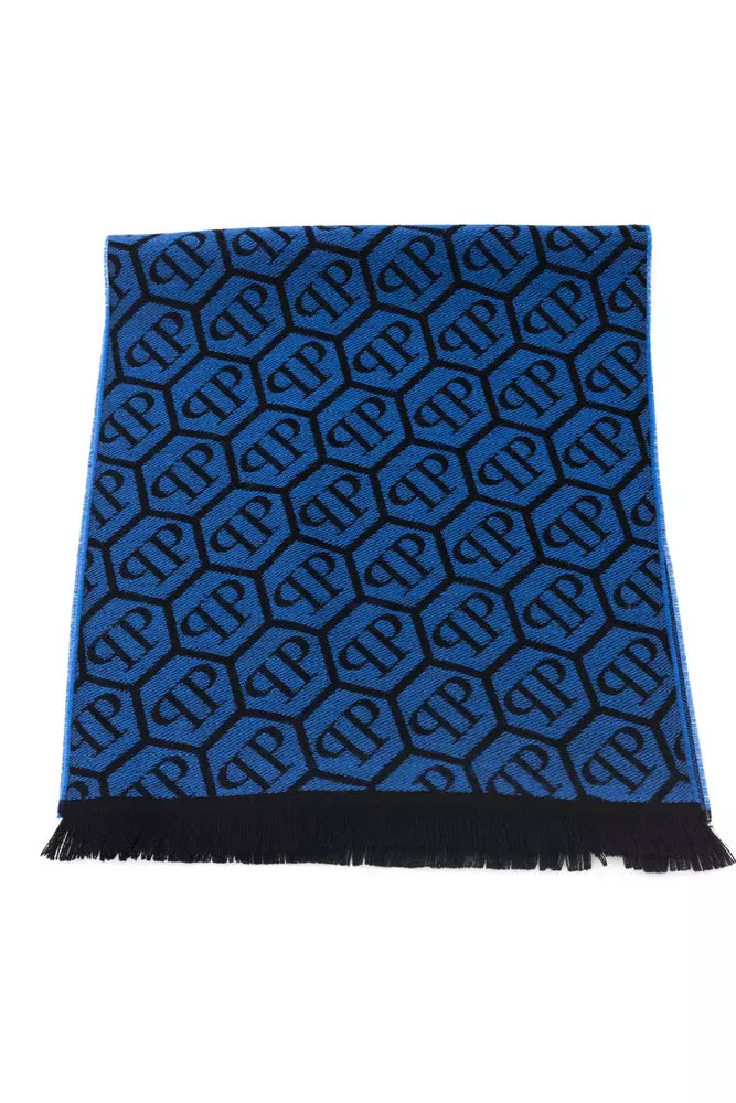 Blue Wool Men Scarf