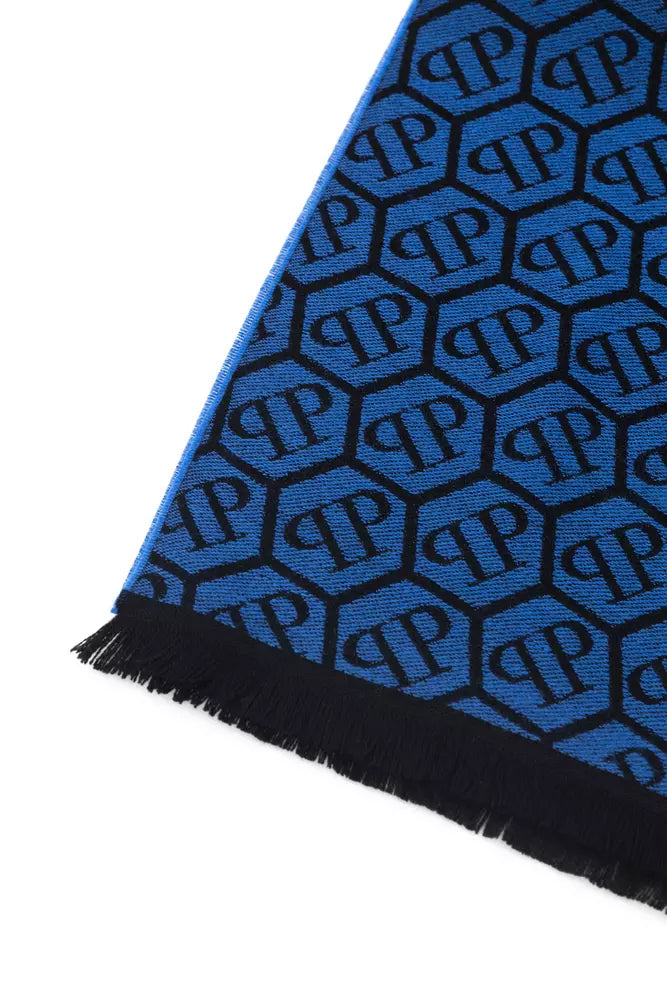 Blue Wool Men Scarf